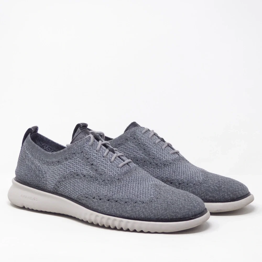 Cole Haan Mens 2.ZEROGRAND Stitchlite Oxford Gray Knit Wingtip C27565 Size 9.5